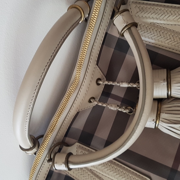 Burberry Smoked Check Coated Canvas Tassel Tote Bag - Picture 4 of 16